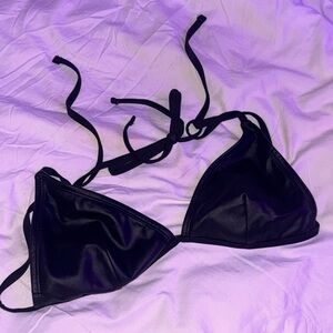 Faux leather Black Triangle Bikini / bra Top